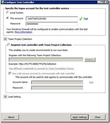 Test-Controller einstellen