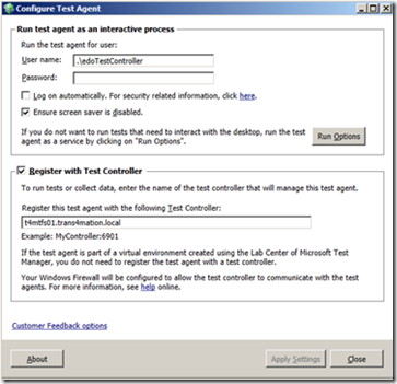 Test-Agent registrieren